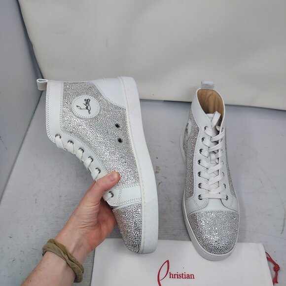 Christian Louboutin Louis Crystal Jewel Strass High Top Wedding Sneaker - Picture 1 of 15
